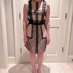 Phillip Lim Women’s Black and Beige satin and black lace mini dress Size 2